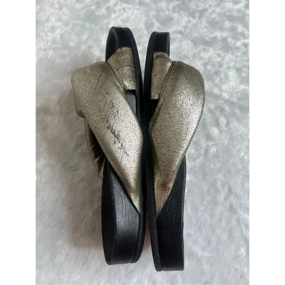 Chole  Nolan  Crinkled Leather Puff Knot Chunky Sandal Slides Size 38